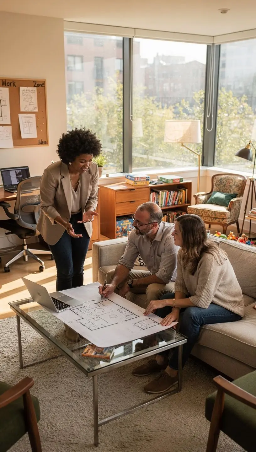 Przytulny kącik do czytania z wygodnym fotelem i półkami pełnymi książek.