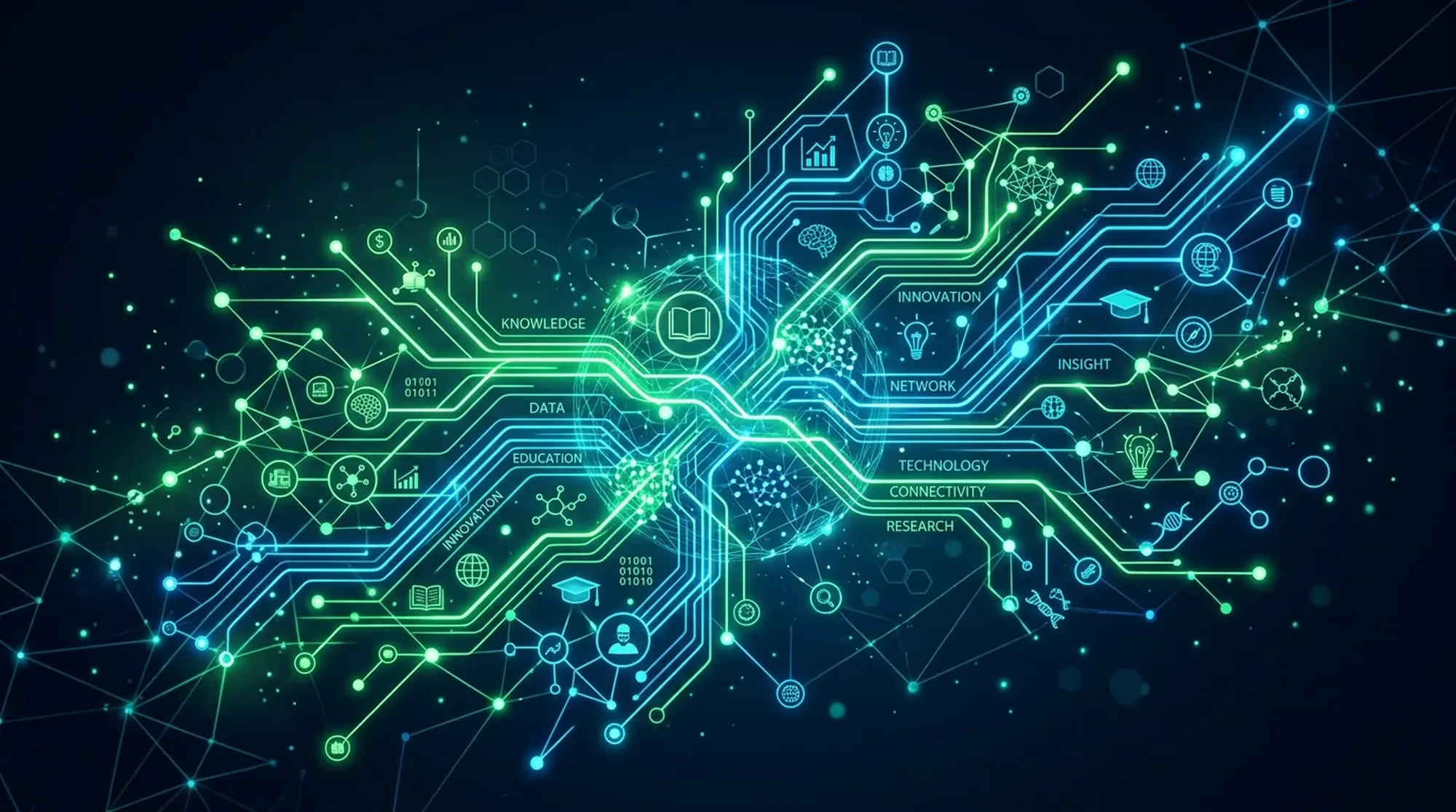 Abstrakcyjna sieć połączeń symbolizująca strukturę danych edukacyjnych